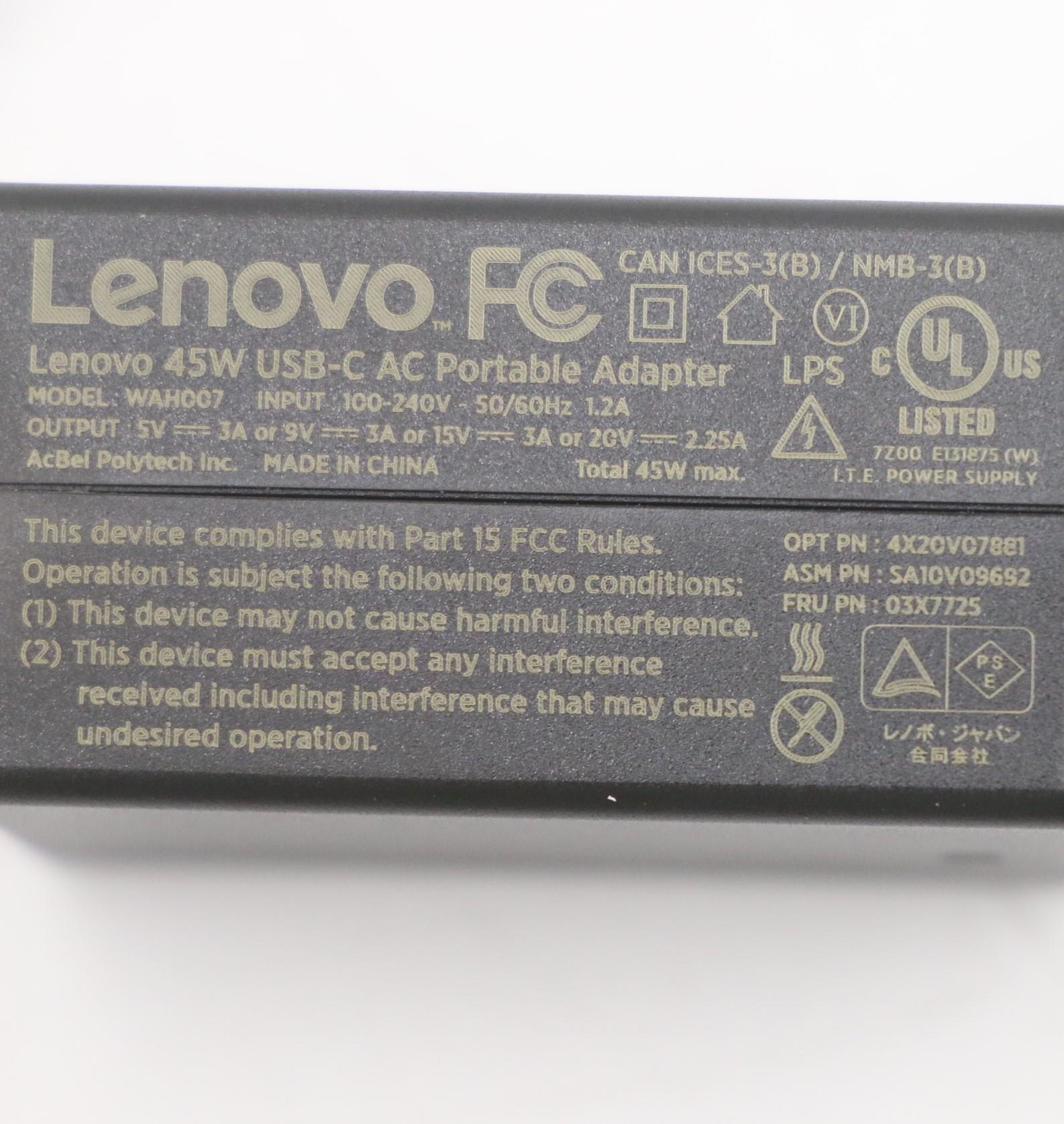 Cargador Lenovo Original WAHCC7, 45W, 15V, 3A_8