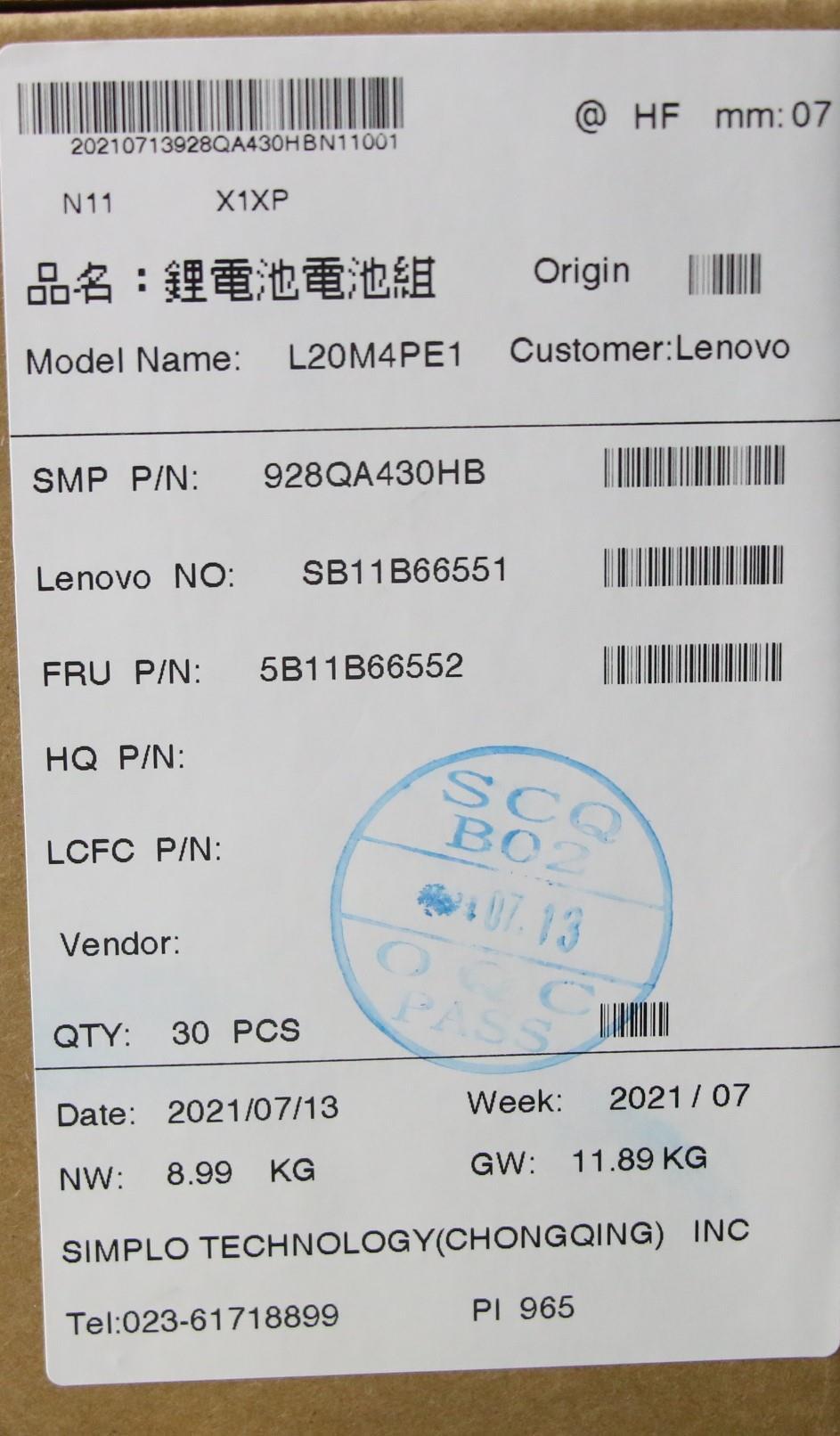 Bateria Lenovo Original L20M4PE1, 75Wh, 15.36V_2