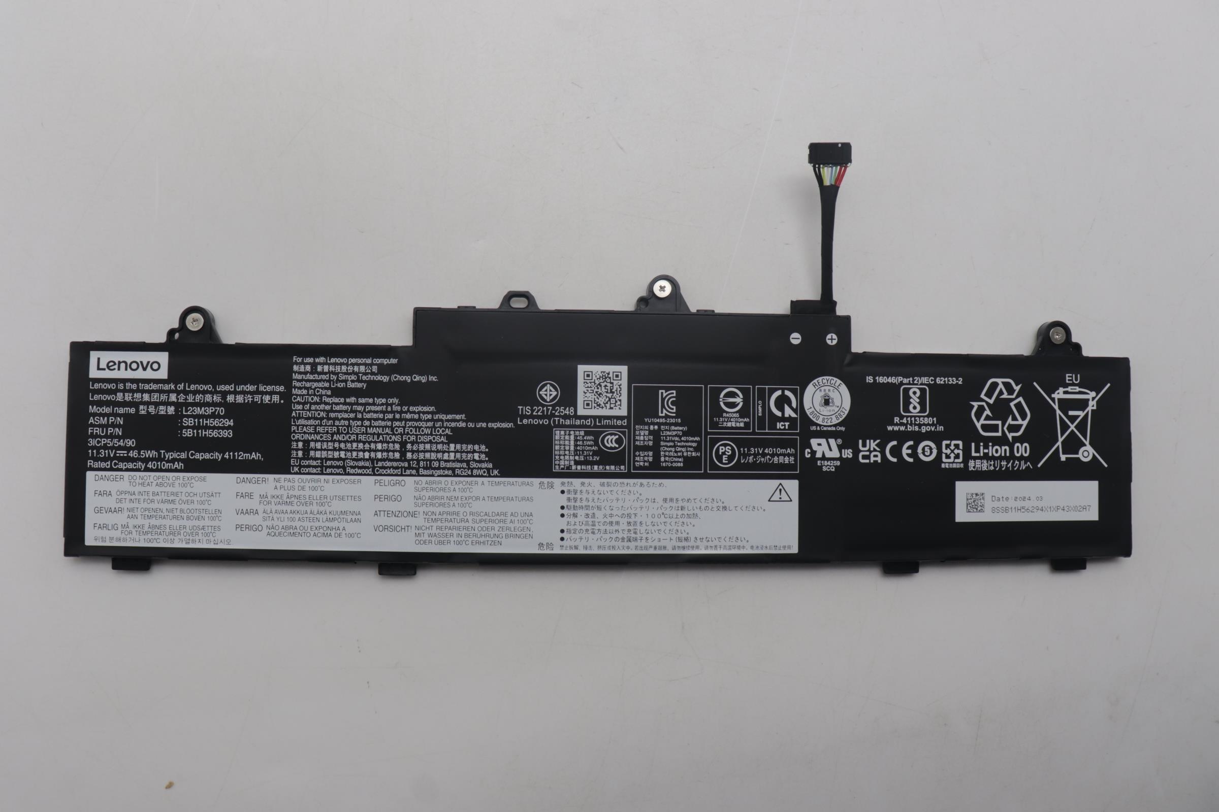 Bateria Lenovo Original L23M3P70, 46.5Wh, 11.31V
