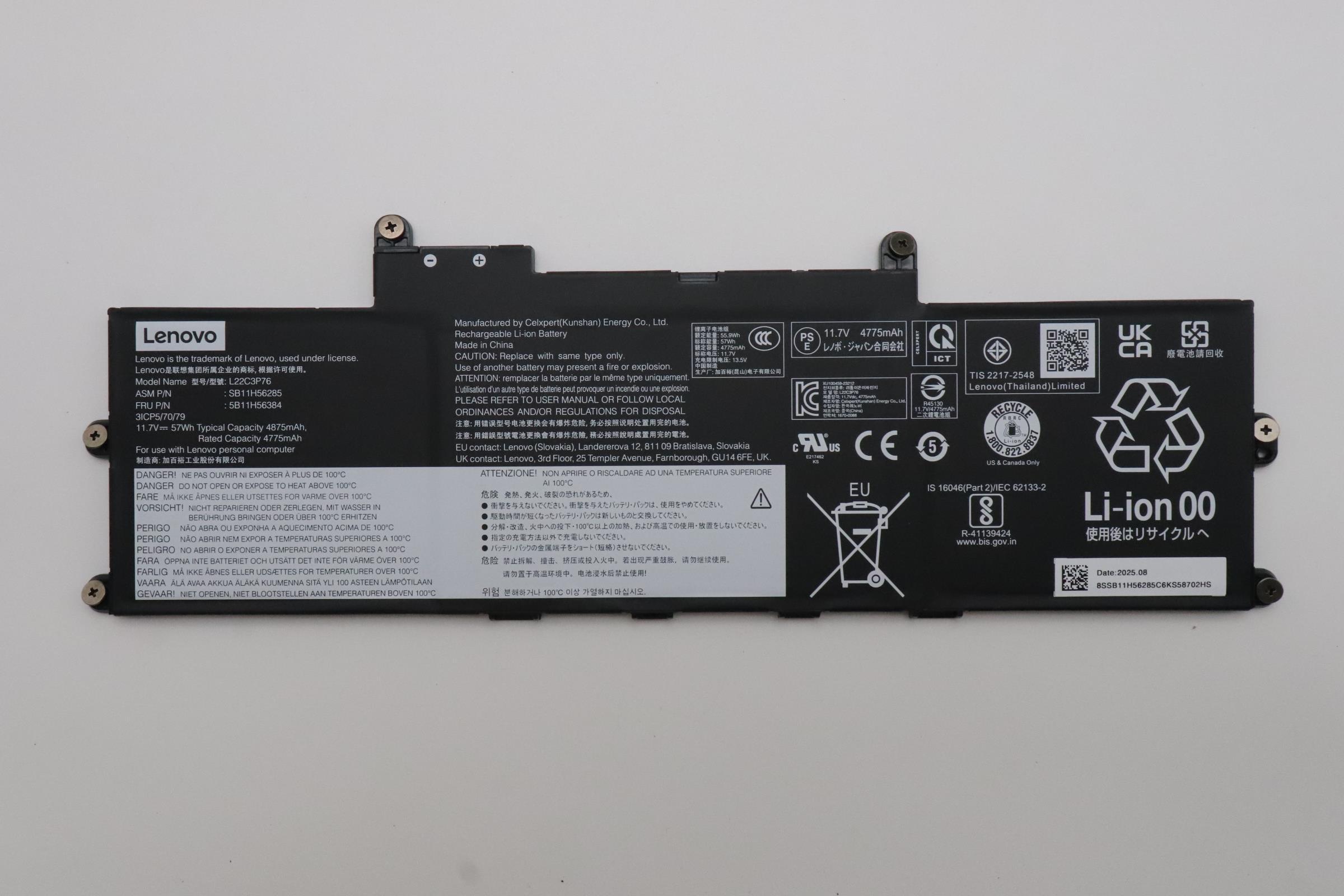 Bateria Lenovo Original L22C3P76, 57Wh, 11.7V