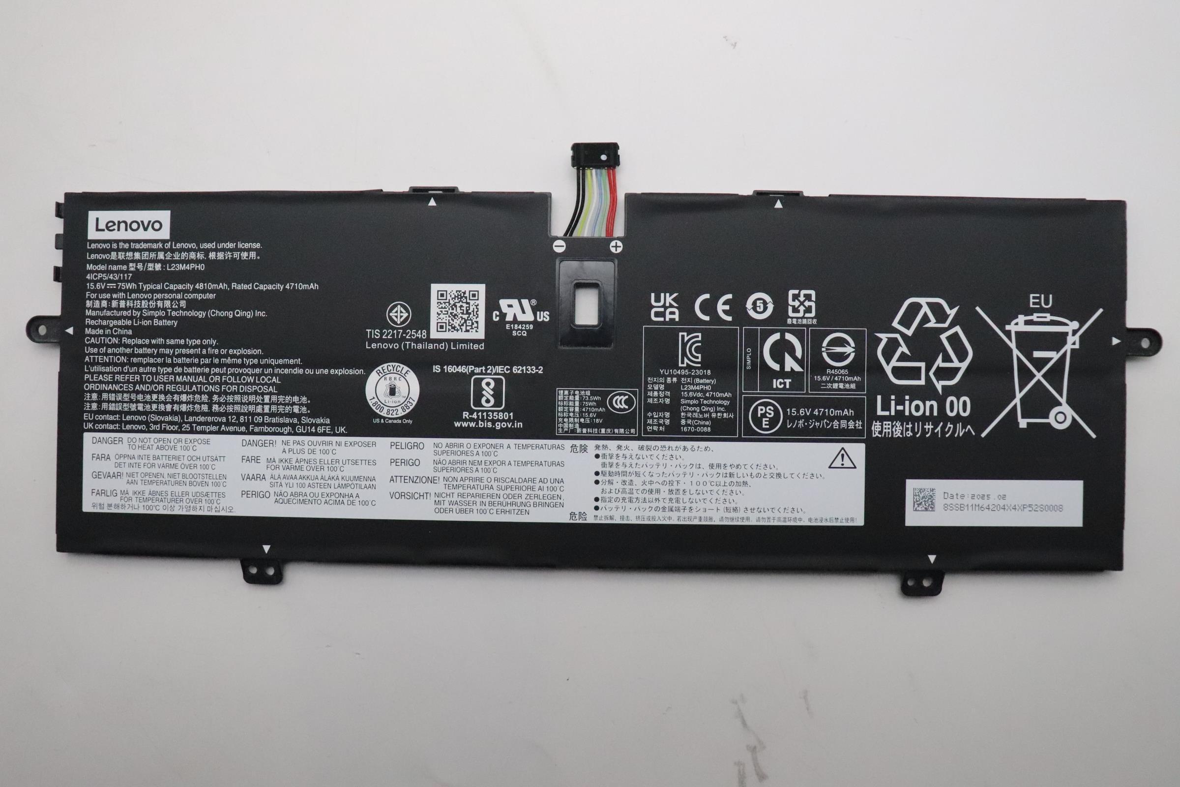 Bateria Lenovo Original L23M4PH0, 75Wh, 15.6V