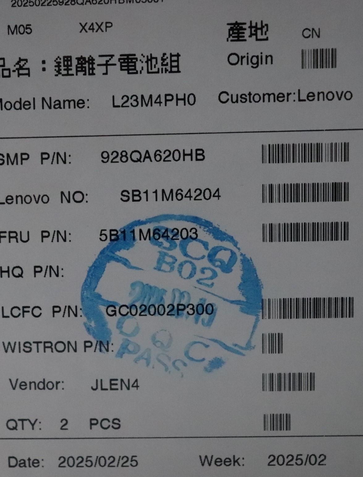 Bateria Lenovo Original L23M4PH0, 75Wh, 15.6V - Imagen 3