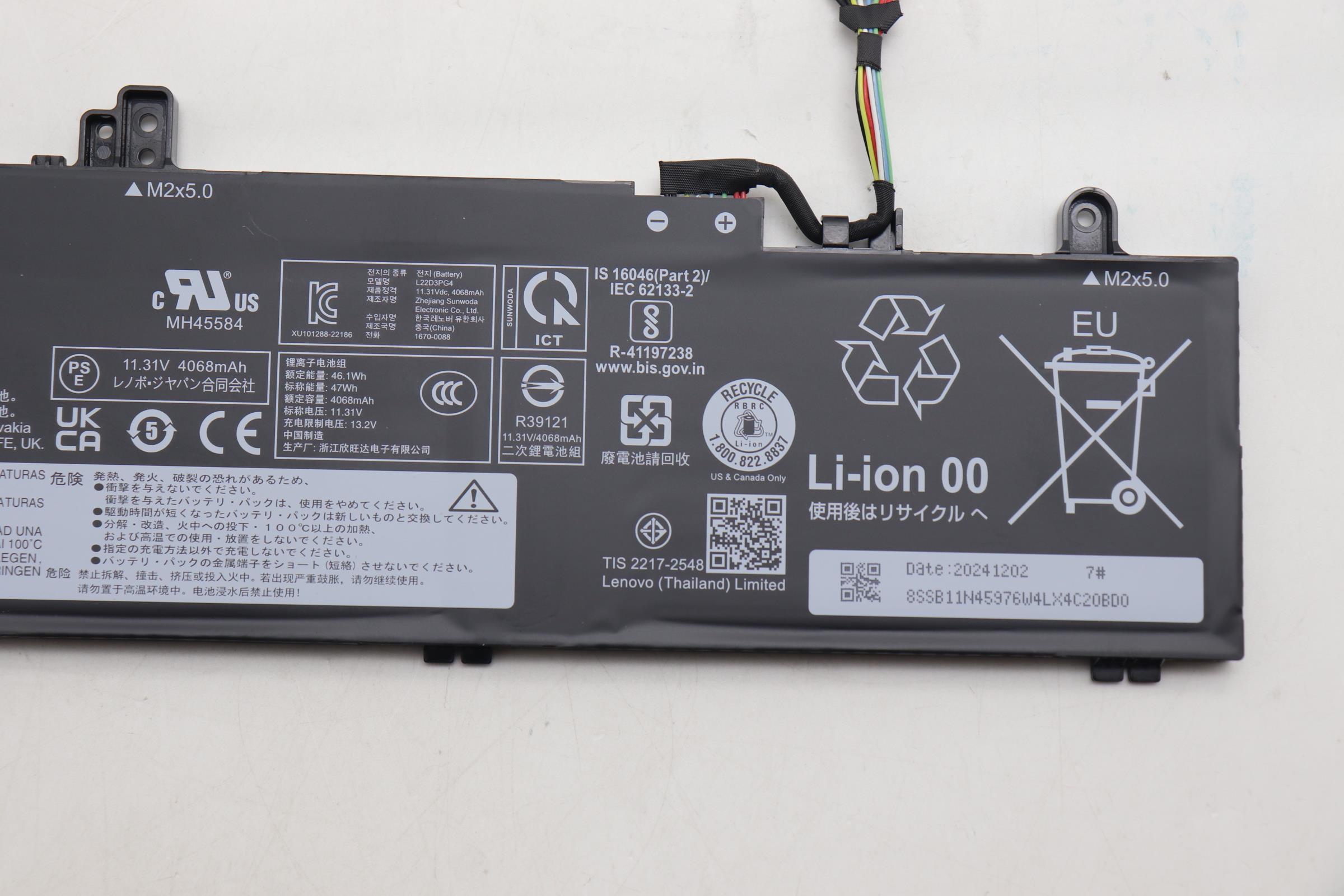 Bateria Lenovo Original L22D3PG4, 47Wh, 11.31V - Imagen 4