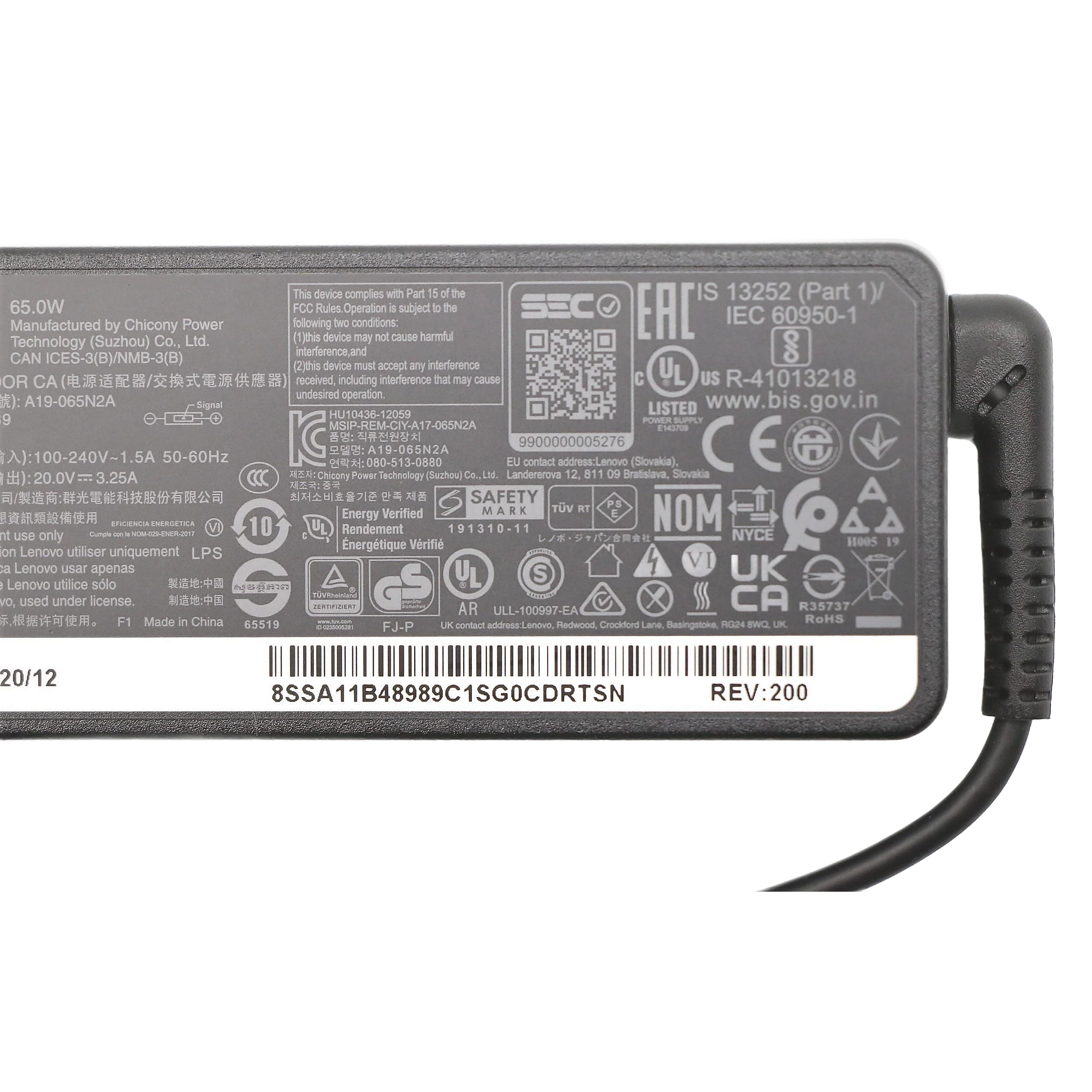 Cargador Lenovo Original A19-065N2A, 65W, 20V, 3.25A - Imagen 6
