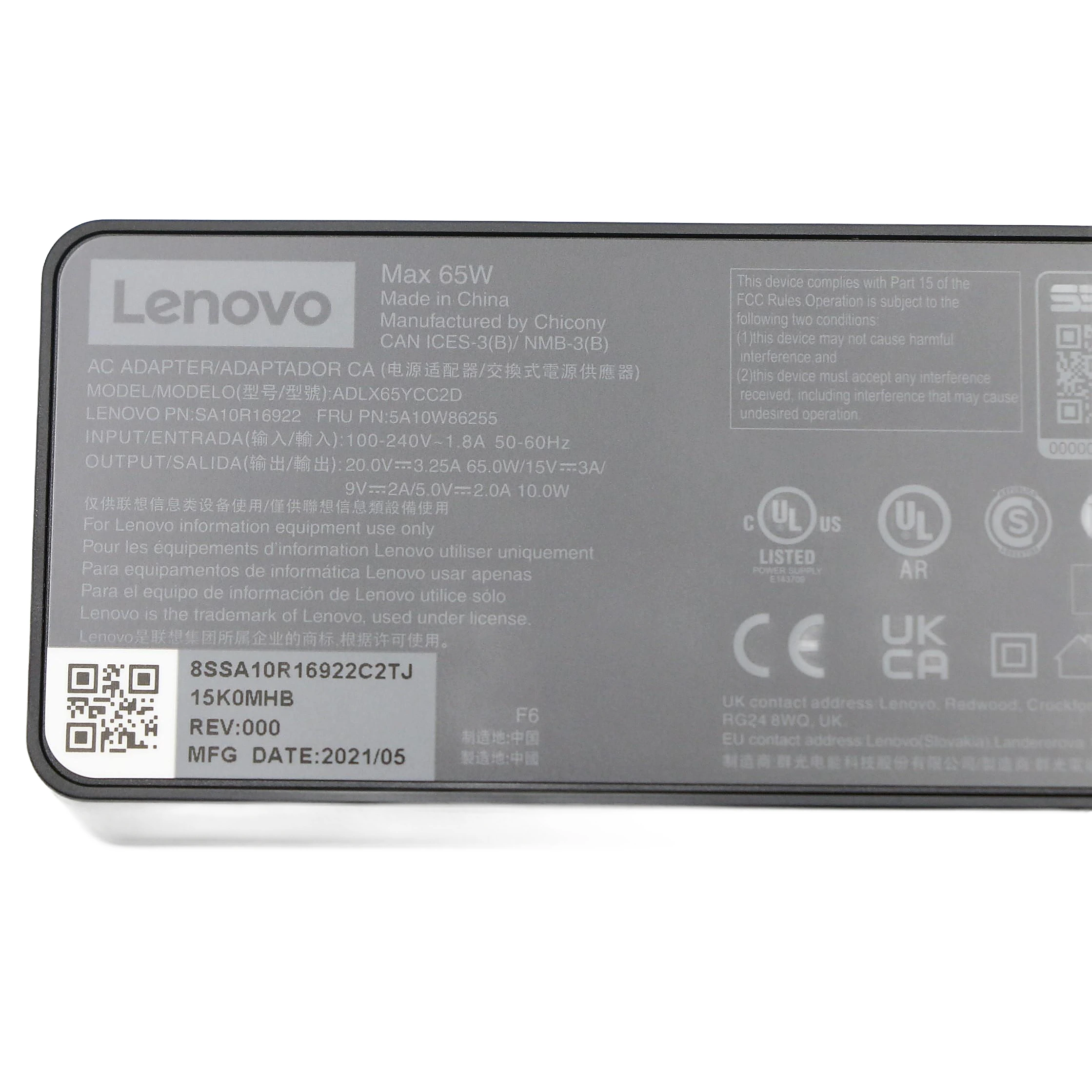 Cargador Lenovo Original ADLX65YCC2D, 65W, 20V, 3.25A - Imagen 9