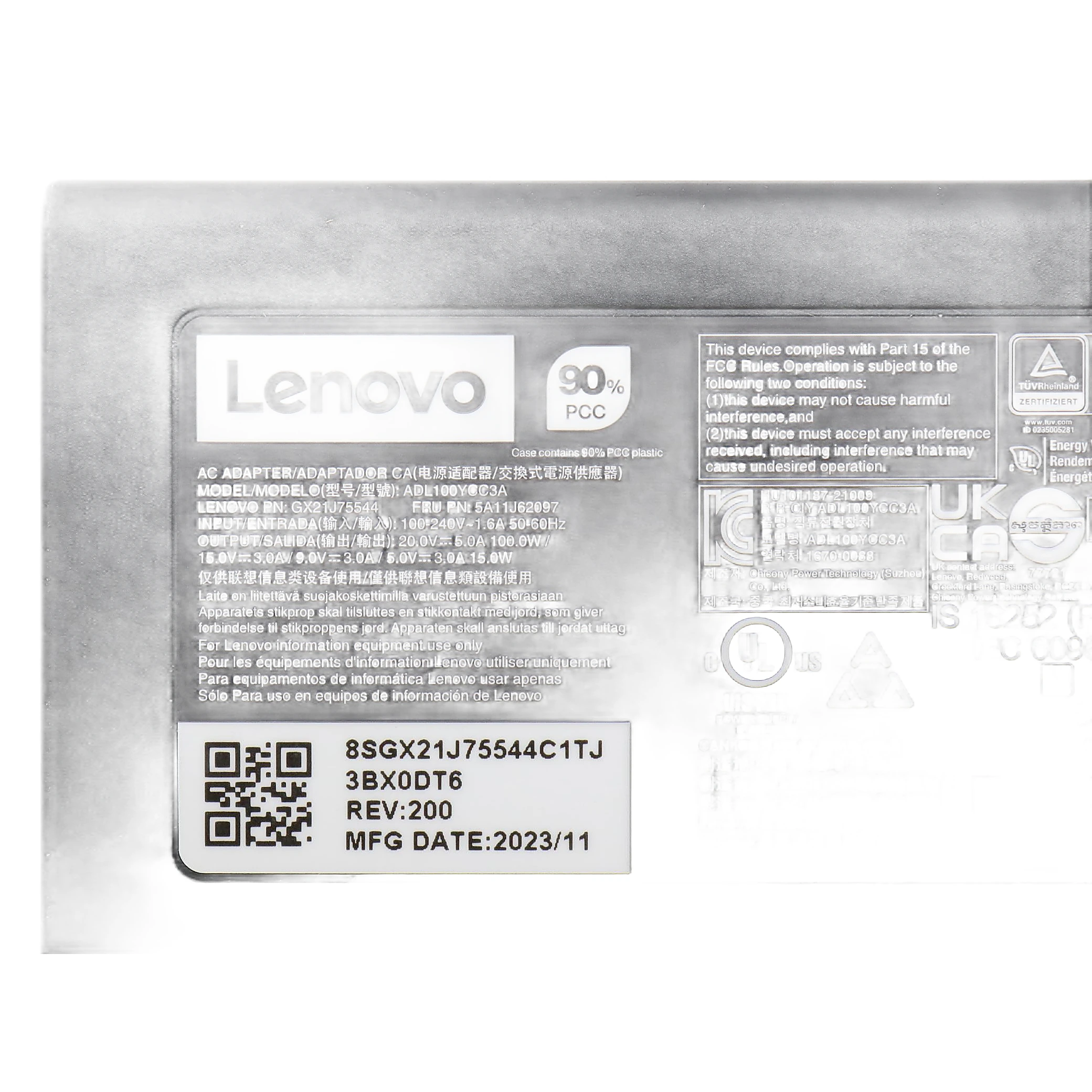 Cargador Lenovo Original ADL100YCC3A, 100W, 20V, 5.0A - Imagen 9