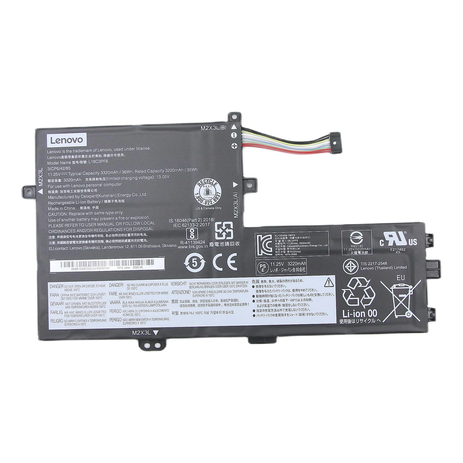 Bateria Lenovo Original L18C3PF6, 36Wh, 11.25V