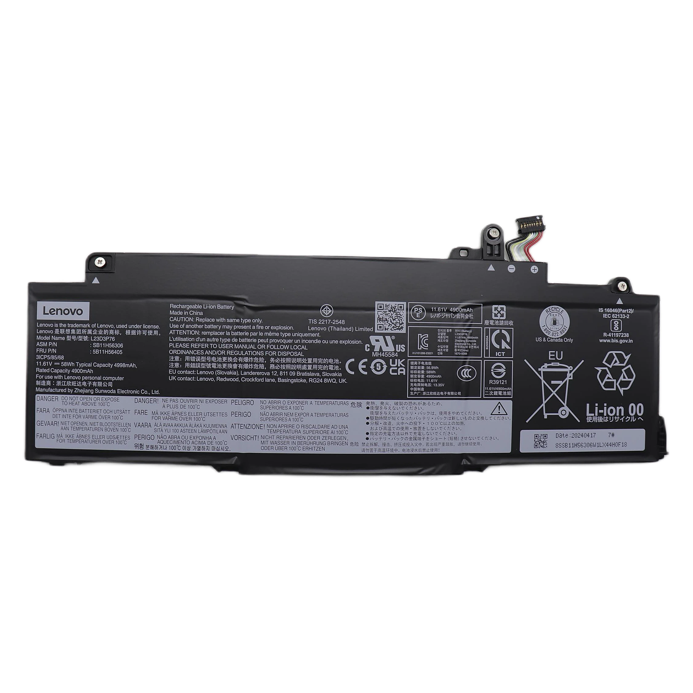Bateria Lenovo Original L23D3P76, 58Wh, 11.61V