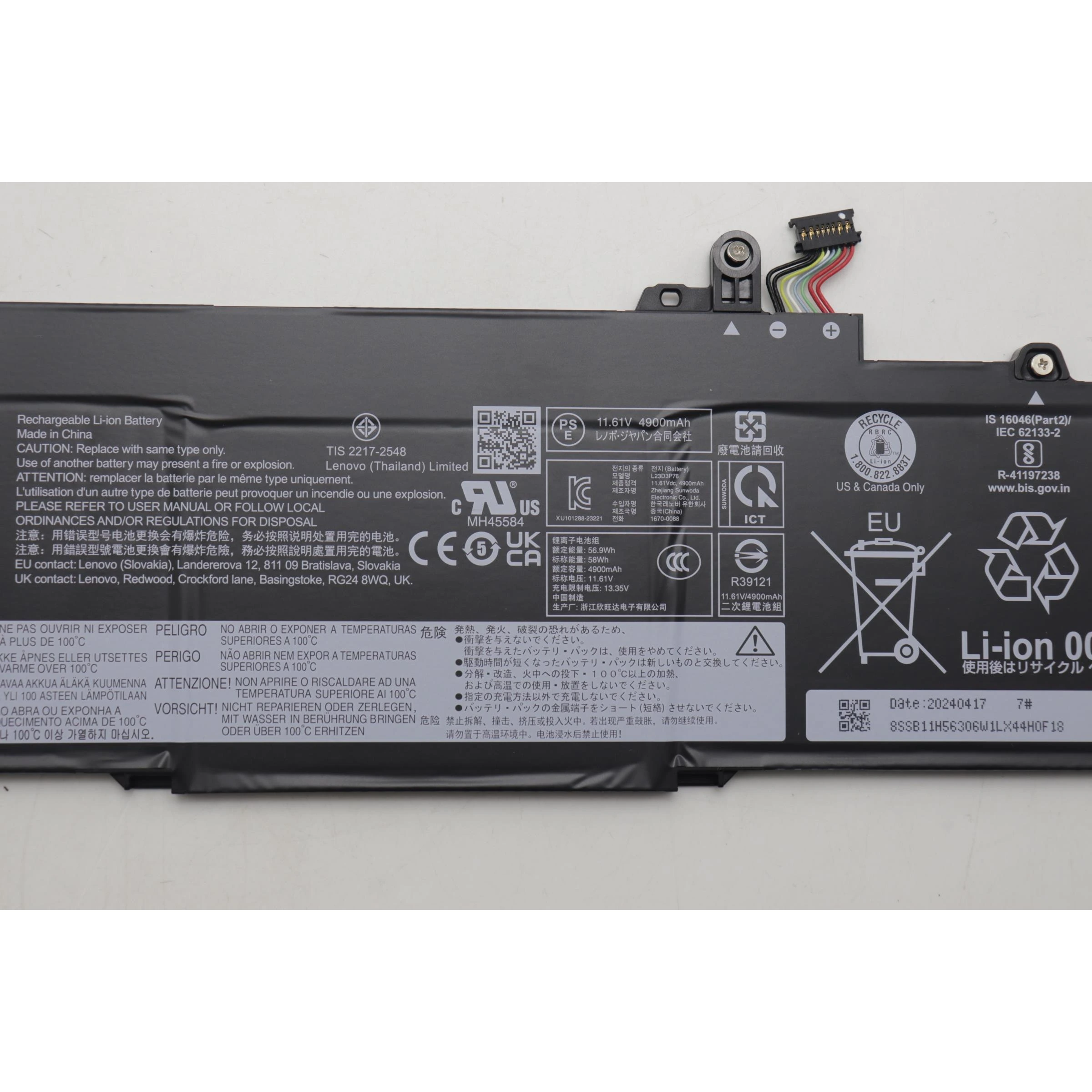 Bateria Lenovo Original L23D3P76, 58Wh, 11.61V - Imagen 4
