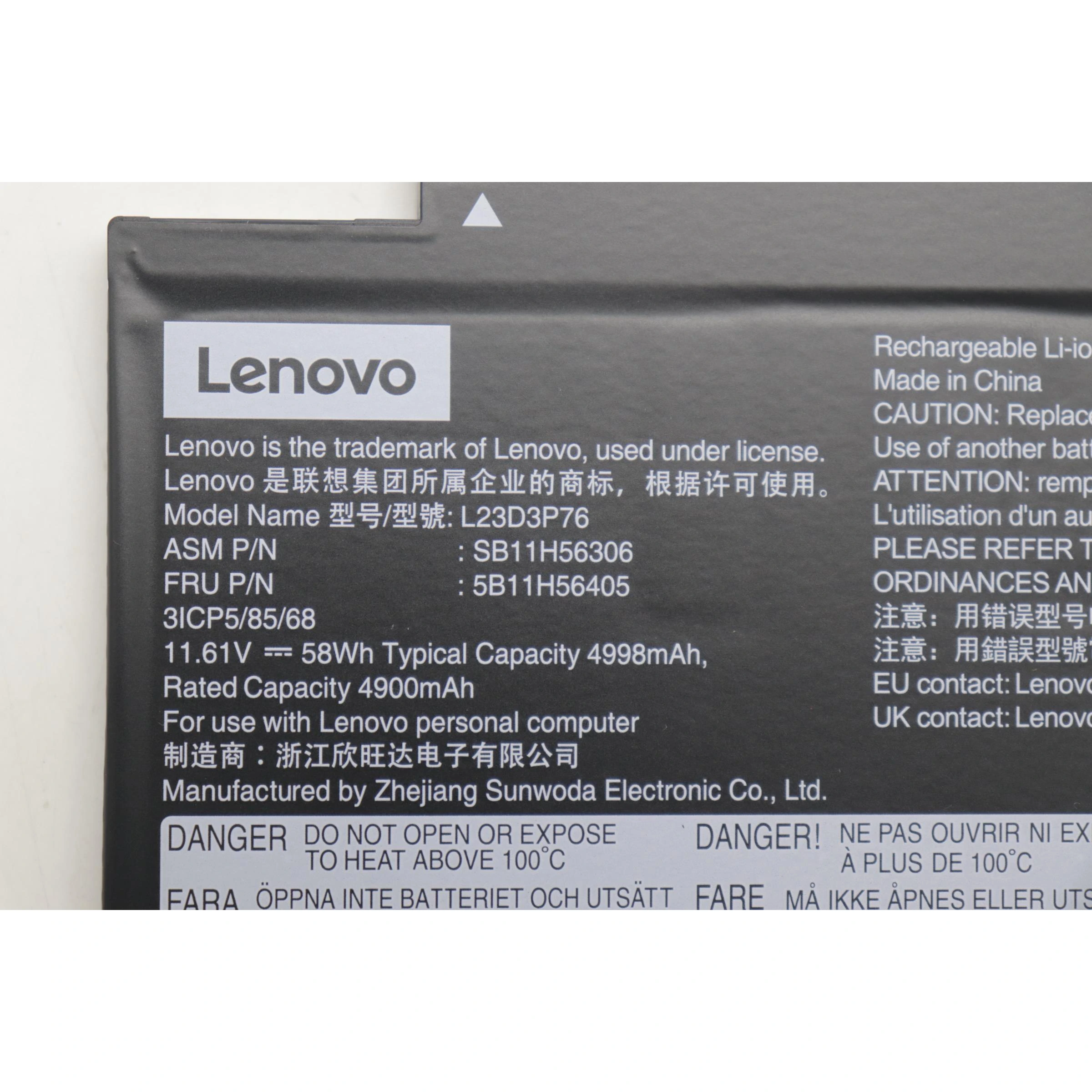 Bateria Lenovo Original L23D3P76, 58Wh, 11.61V - Imagen 5