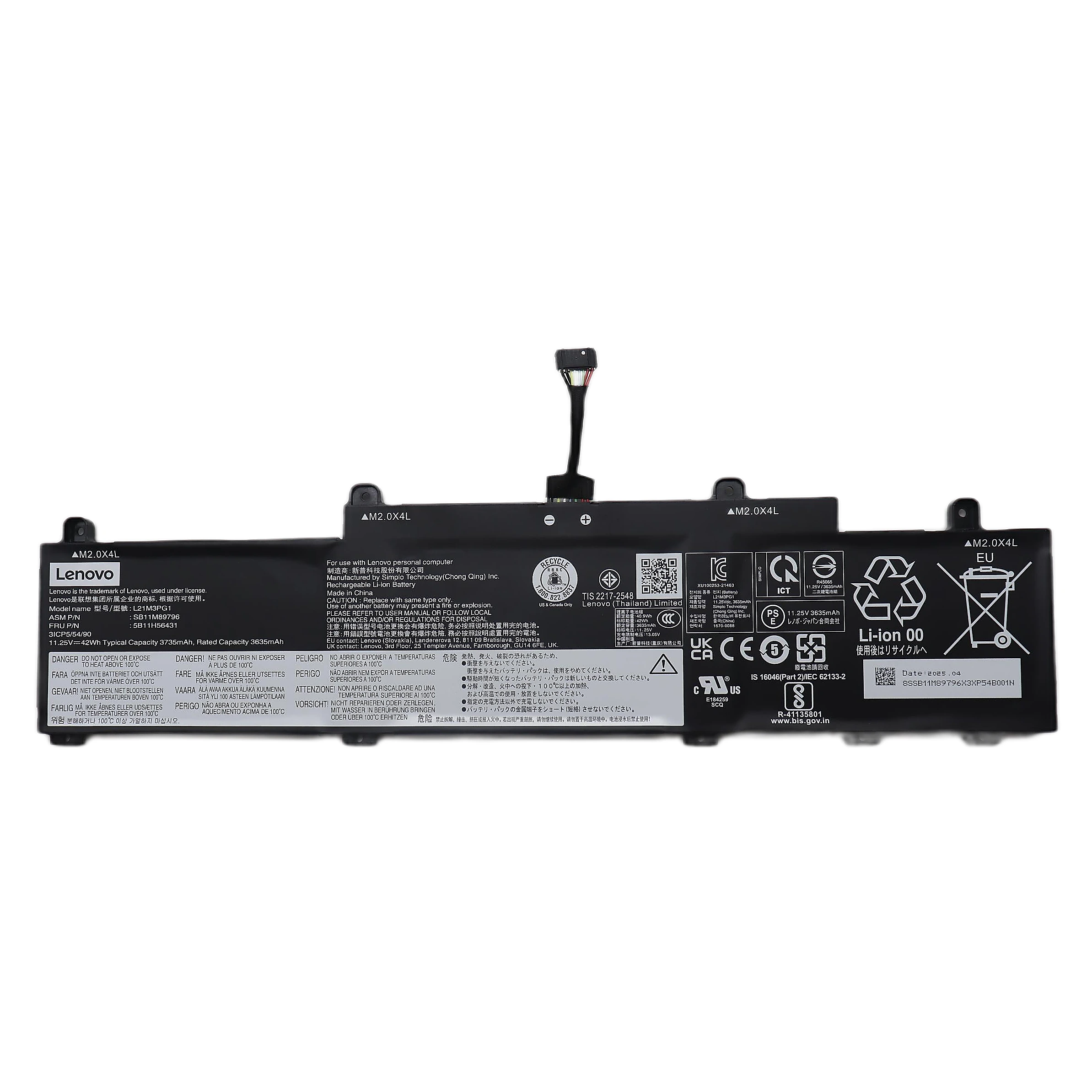 Bateria Lenovo Original L21M3PG1, 42Wh, 11.25V
