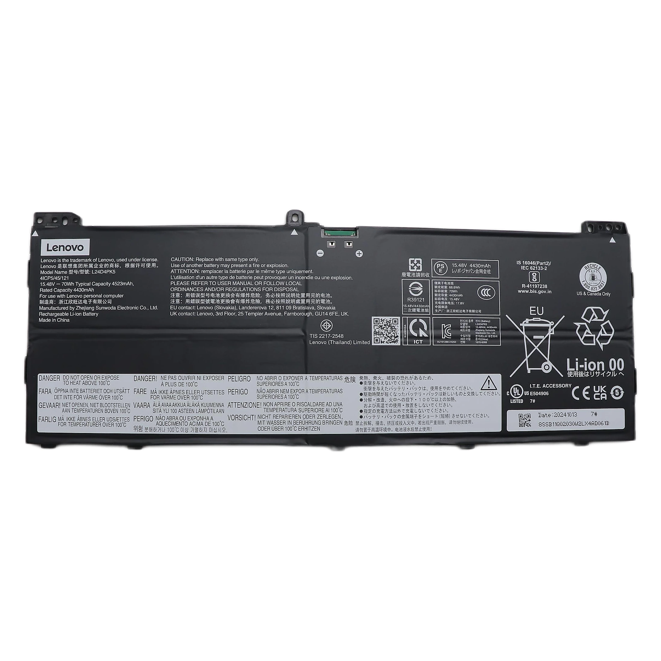 Bateria Lenovo Original L24D4PK5, 70Wh, 15.48V