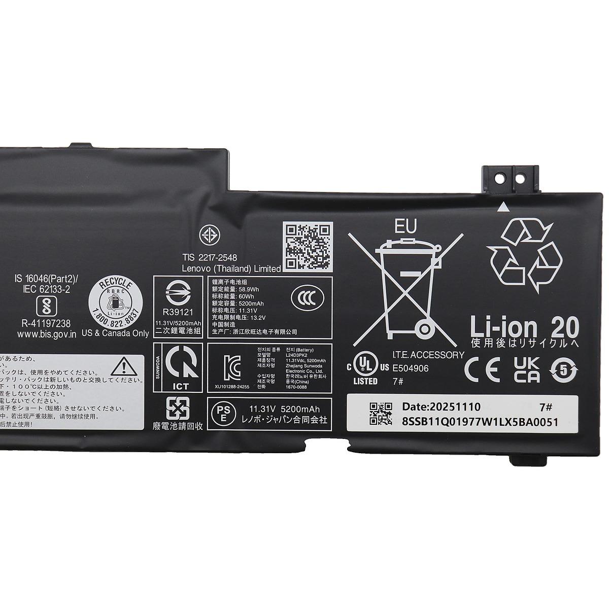 Bateria Lenovo Original L24D3PK2, 60Wh, 11.31V - Imagen 4